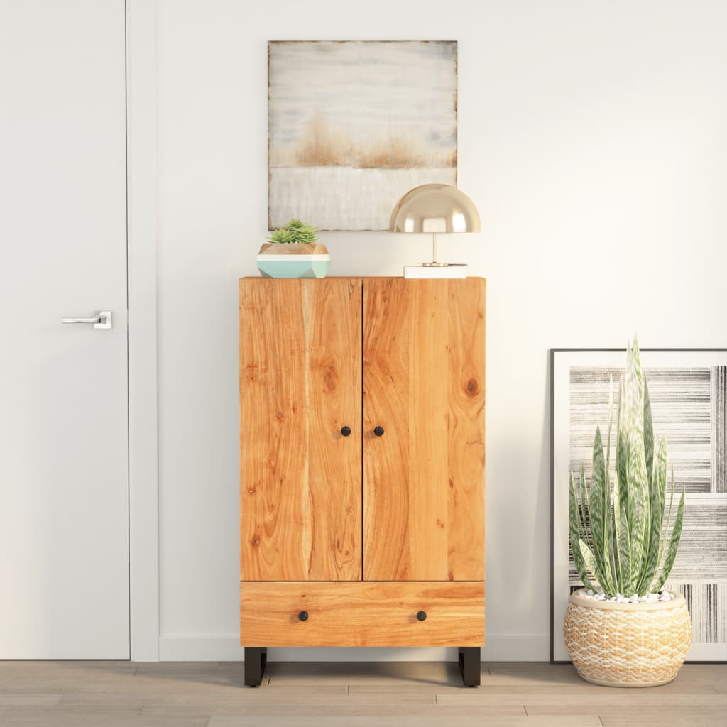 Buffet haut avec tiroir 60x33x100cm bois massif d'acacia et fer - XIOS