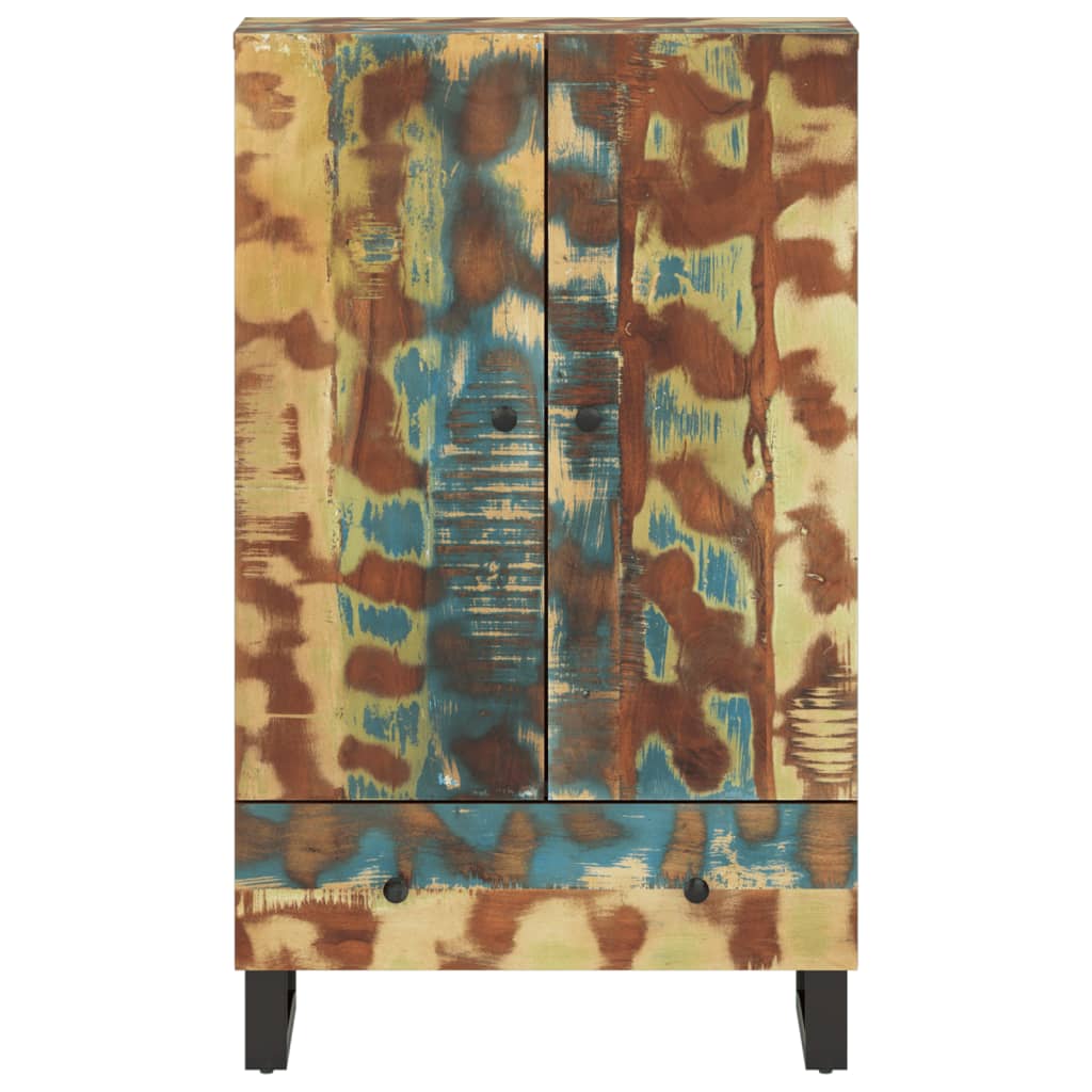 Buffet haut et tiroir 60x33x100 cm bois massif récupération/fer - XIOS