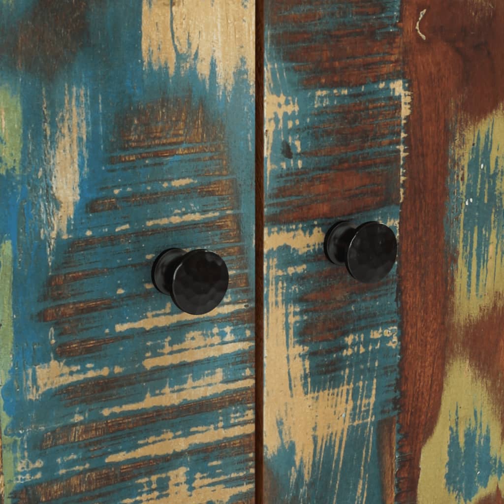 Buffet haut et tiroir 60x33x100 cm bois massif récupération/fer - XIOS