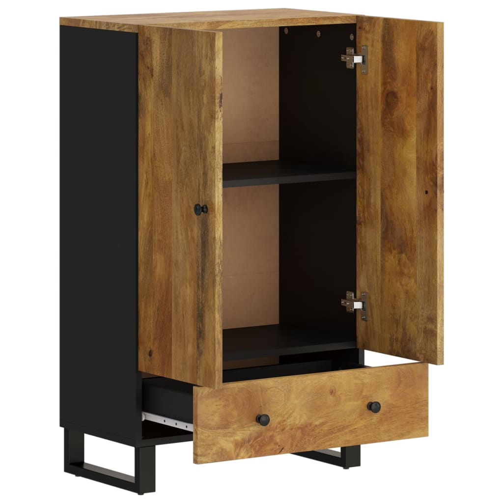 Buffet haut avec tiroir 60x33x100cm bois massif manguier et fer