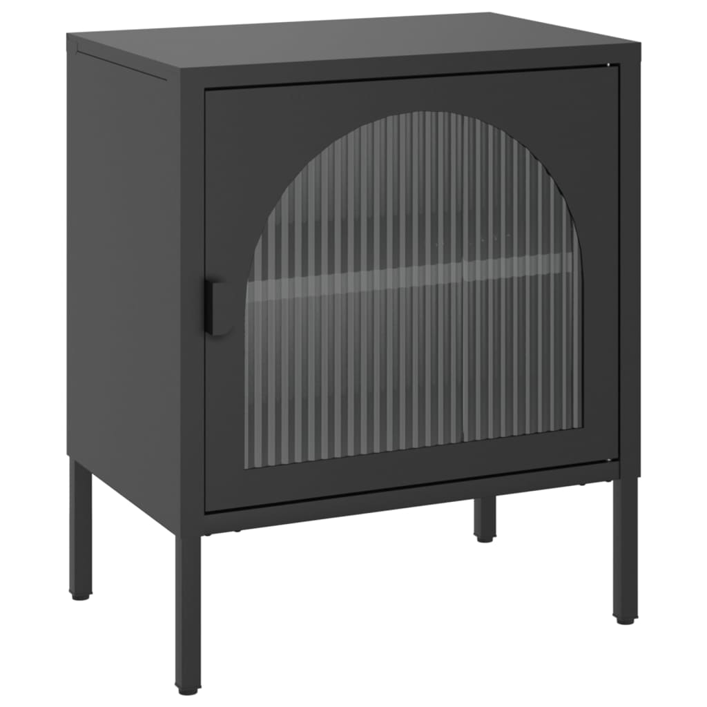 Table de chevet noir 50x35x60 cm verre et acier - XIOS