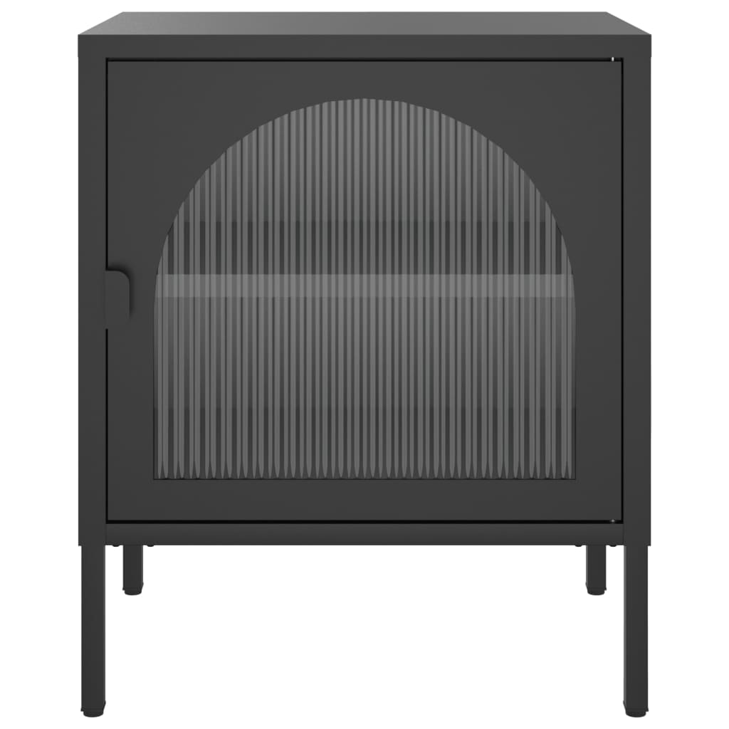 Table de chevet noir 50x35x60 cm verre et acier - XIOS