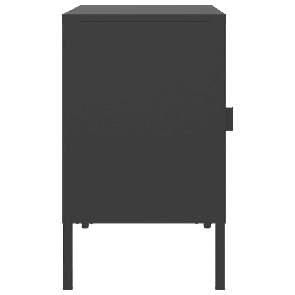Table de chevet noir 50x35x60 cm verre et acier - XIOS