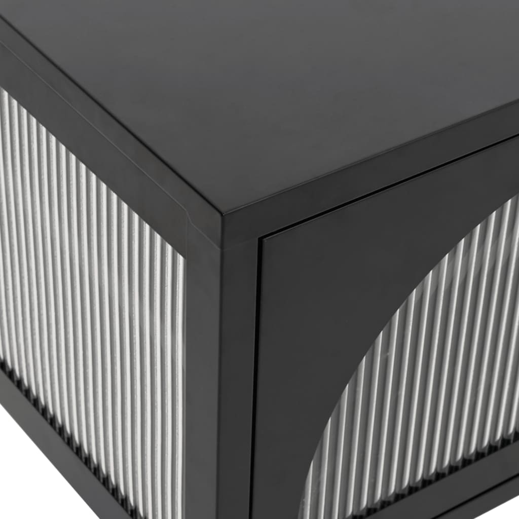 Meuble TV noir 105x35x50 cm verre et acier - XIOS