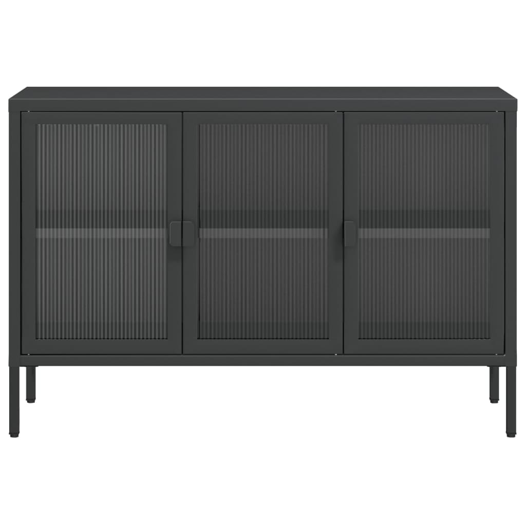Buffet noir 105x35x70 cm verre et acier - XIOS