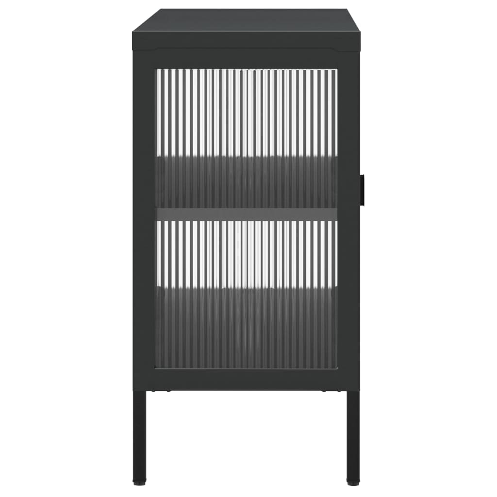 Buffet noir 105x35x70 cm verre et acier - XIOS