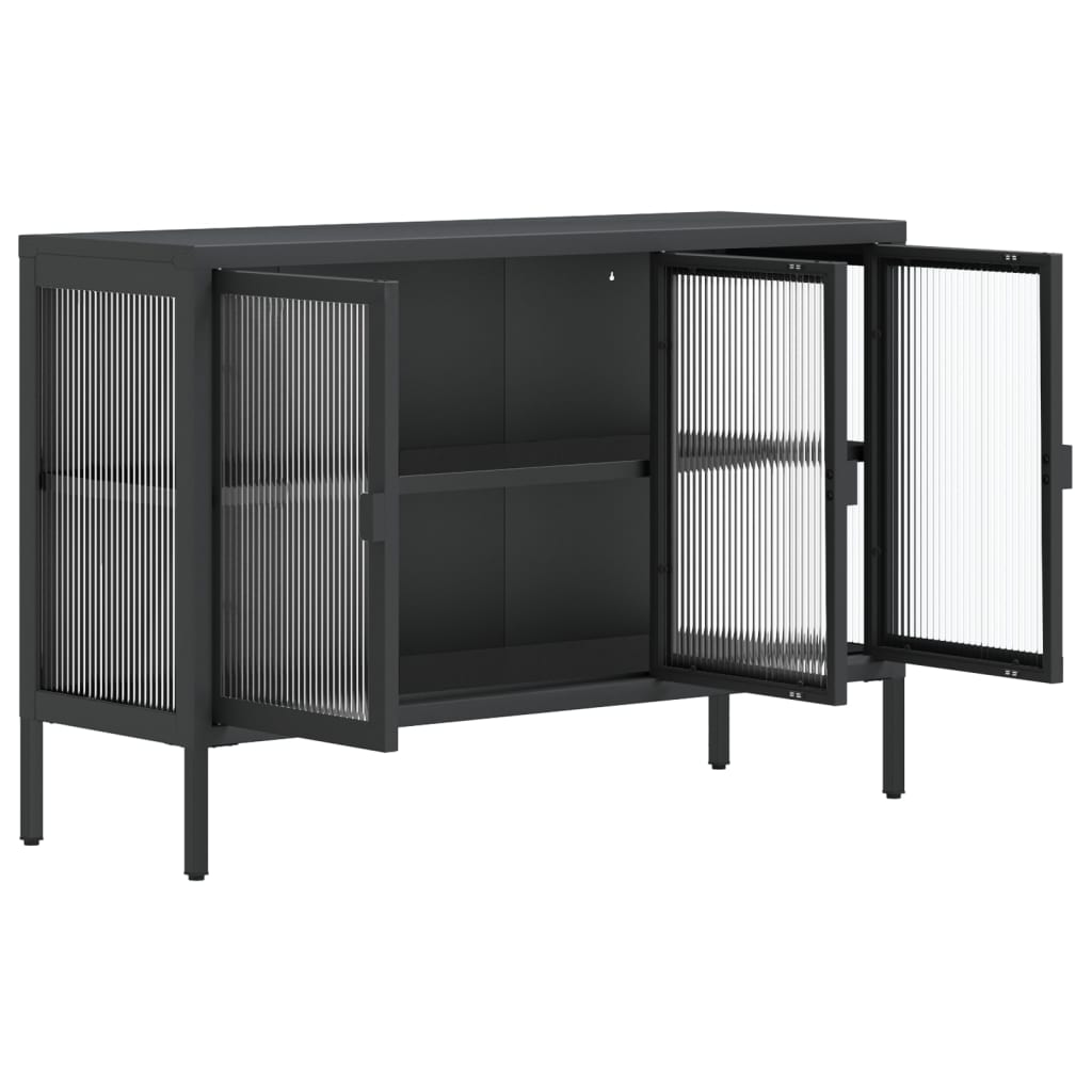 Buffet noir 105x35x70 cm verre et acier - XIOS