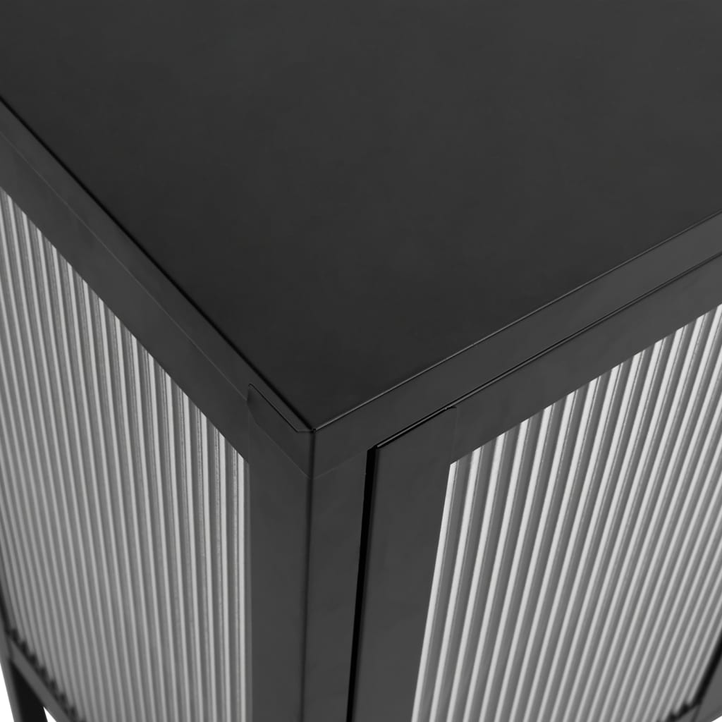 Buffet noir 105x35x70 cm verre et acier - XIOS
