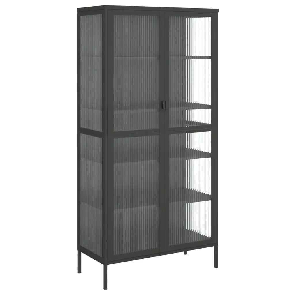 Buffet haut noir 85x40x180 cm verre et acier - XIOS
