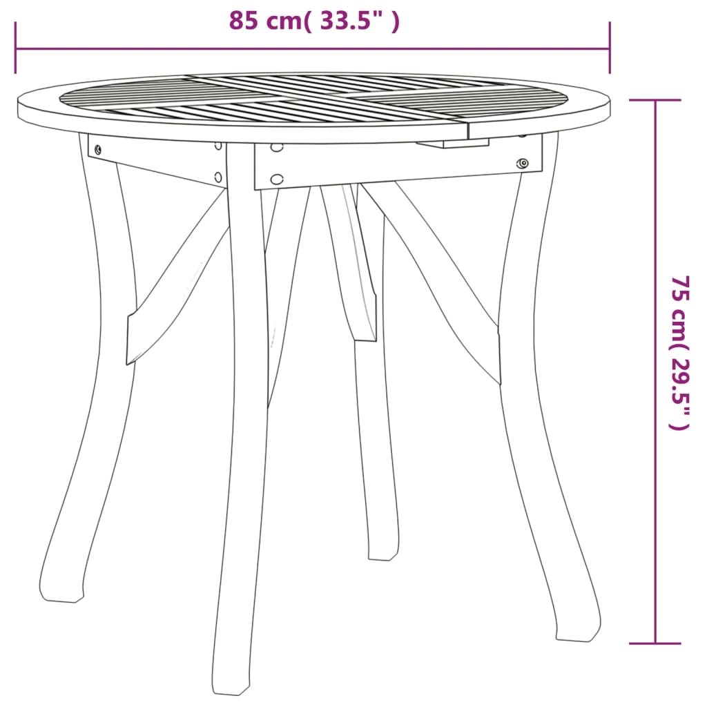 Ensemble à manger de jardin 3 pcs Bois d'acacia solide