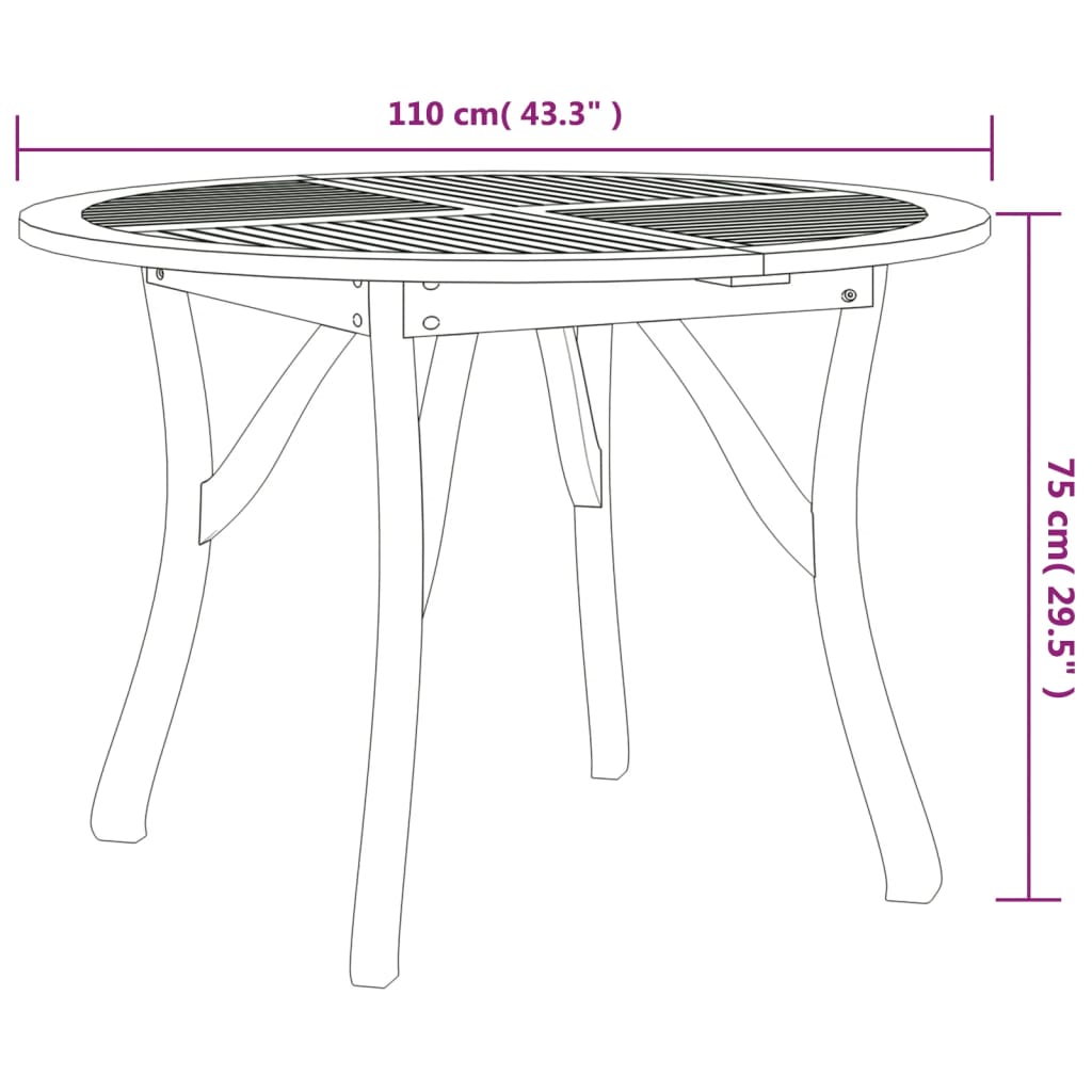 Ensemble à manger de jardin 5 pcs Bois d'acacia solide
