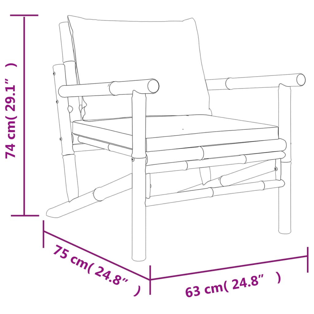 Salon de jardin 4 pcs avec coussins gris foncé bambou
