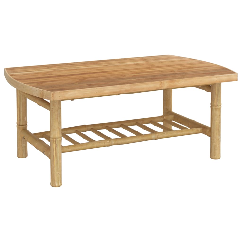 Salon de jardin 4 pcs avec coussins blanc crème bambou