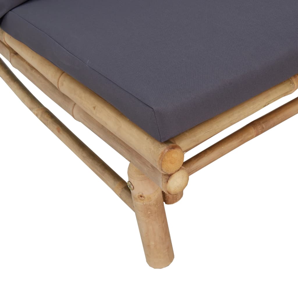 Salon de jardin 4 pcs avec coussins gris foncé bambou