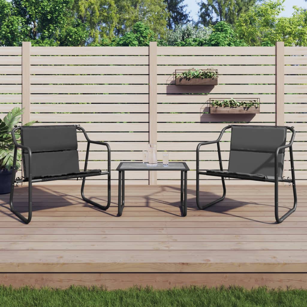 Salon de jardin avec coussins 3 pcs anthracite acier - XIOS