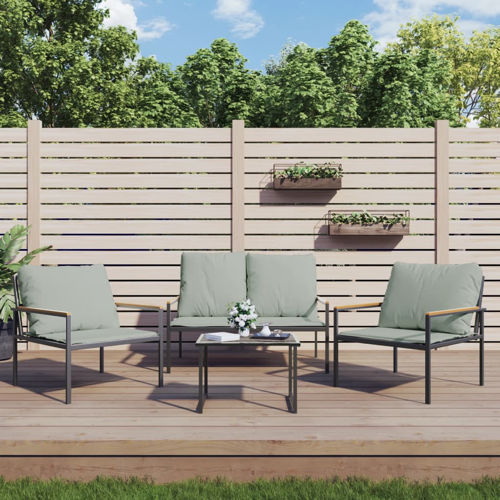 Salon de jardin avec coussins 3 pcs anthracite acier - XIOS