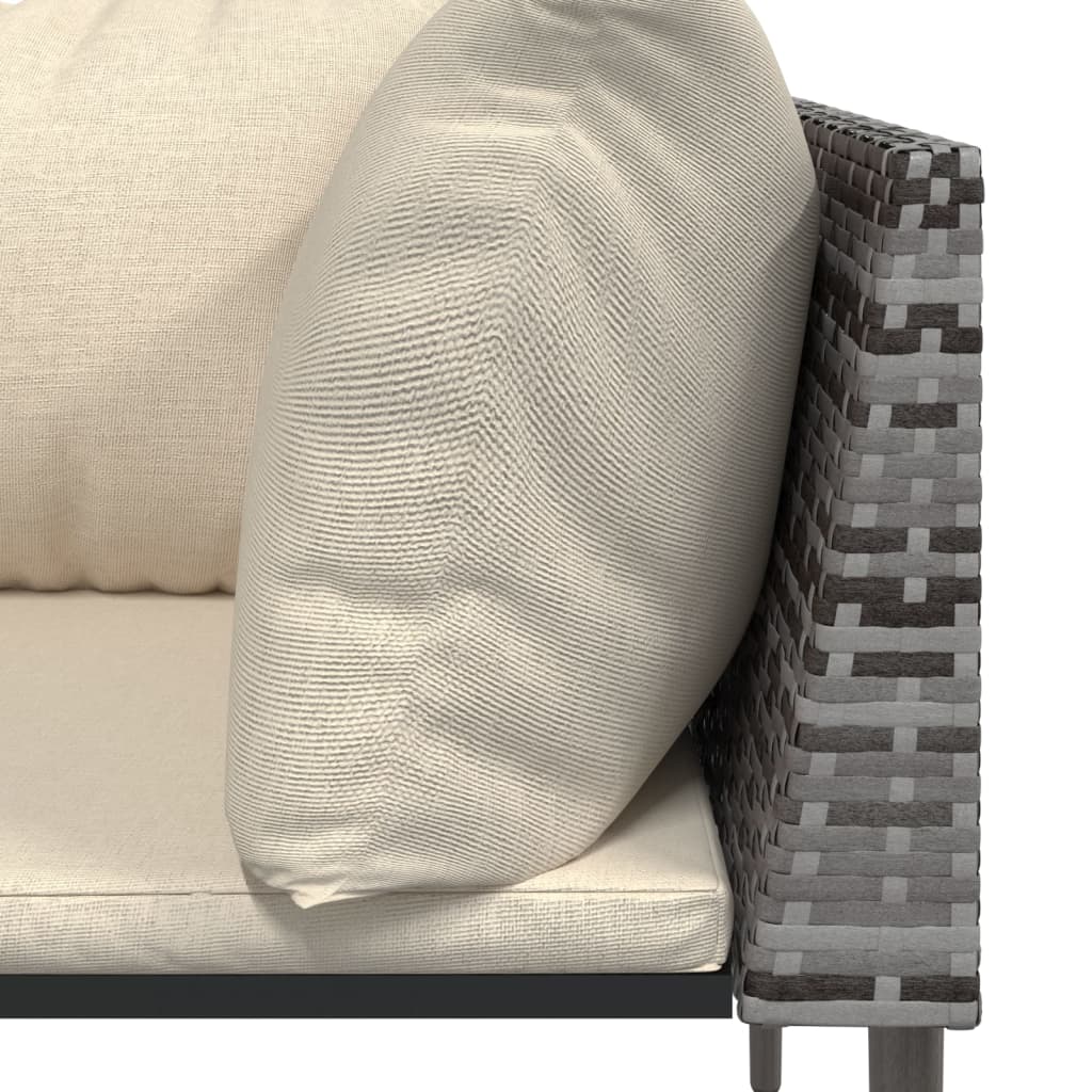 Salon de jardin 3 pcs avec coussins Gris Résine tressée - XIOS