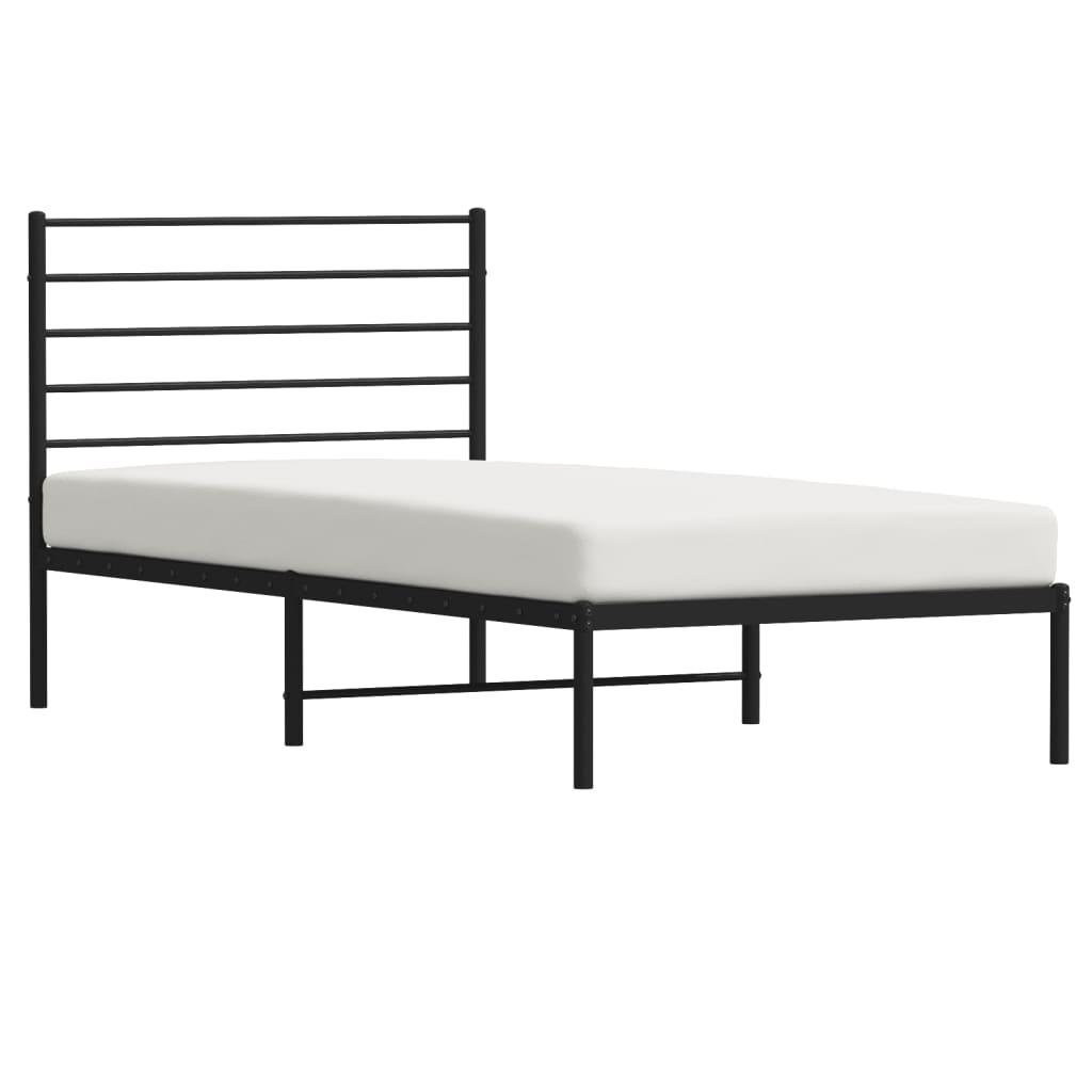 Cadre de lit métal sans matelas avec tête de lit noir 75x190 cm - XIOS
