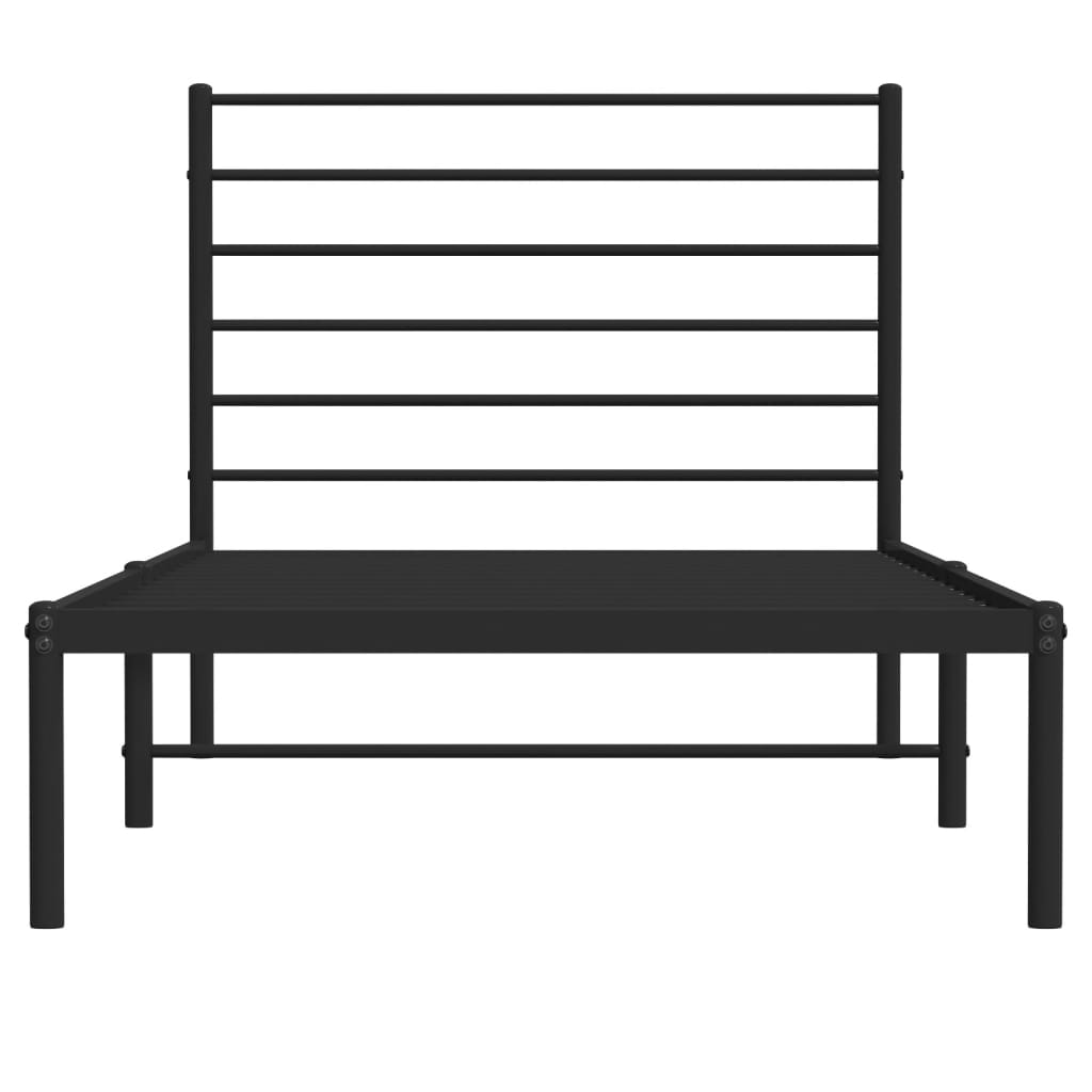 Cadre de lit métal sans matelas avec tête de lit noir 75x190 cm - XIOS