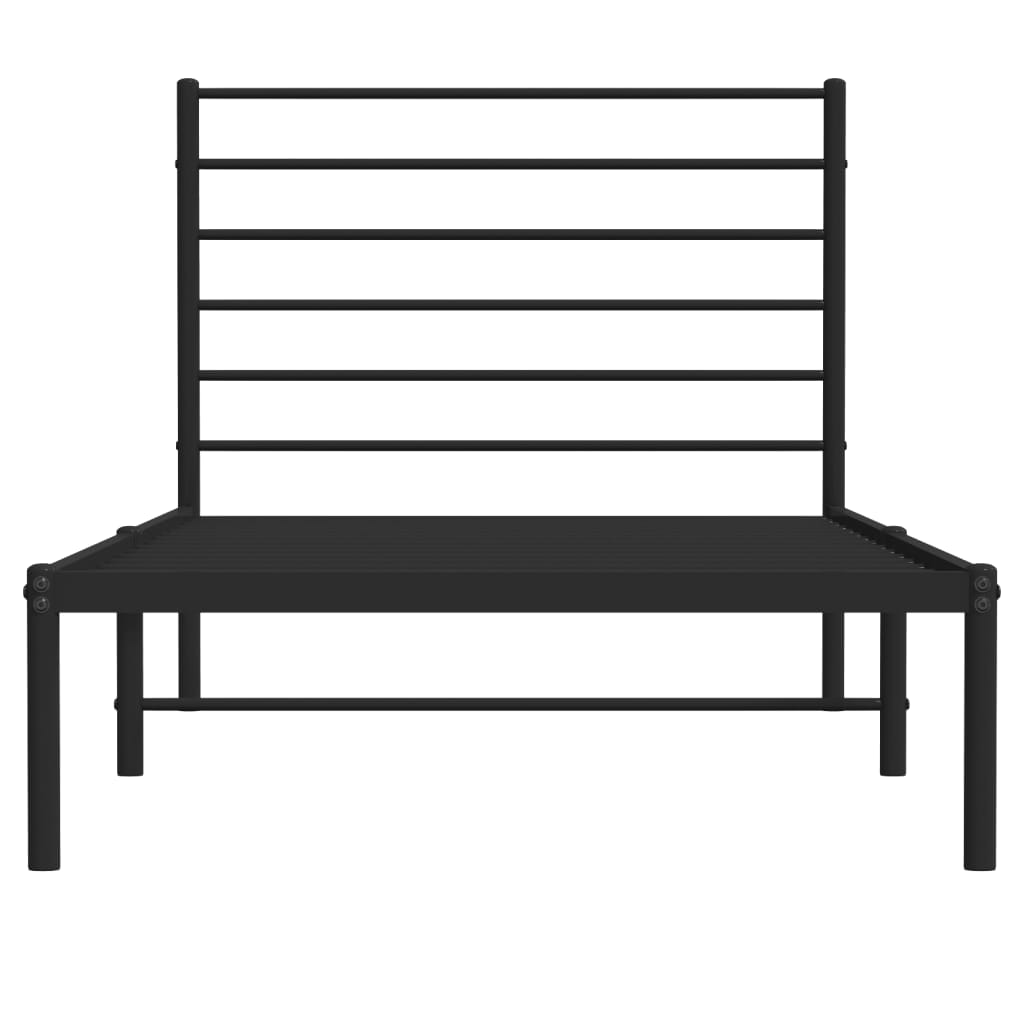 Cadre de lit métal sans matelas avec tête de lit noir 90x190 cm - XIOS