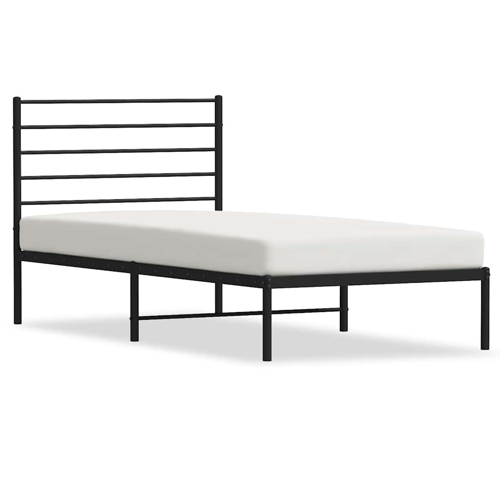 Cadre de lit métal sans matelas avec tête de lit noir 100x200cm - XIOS