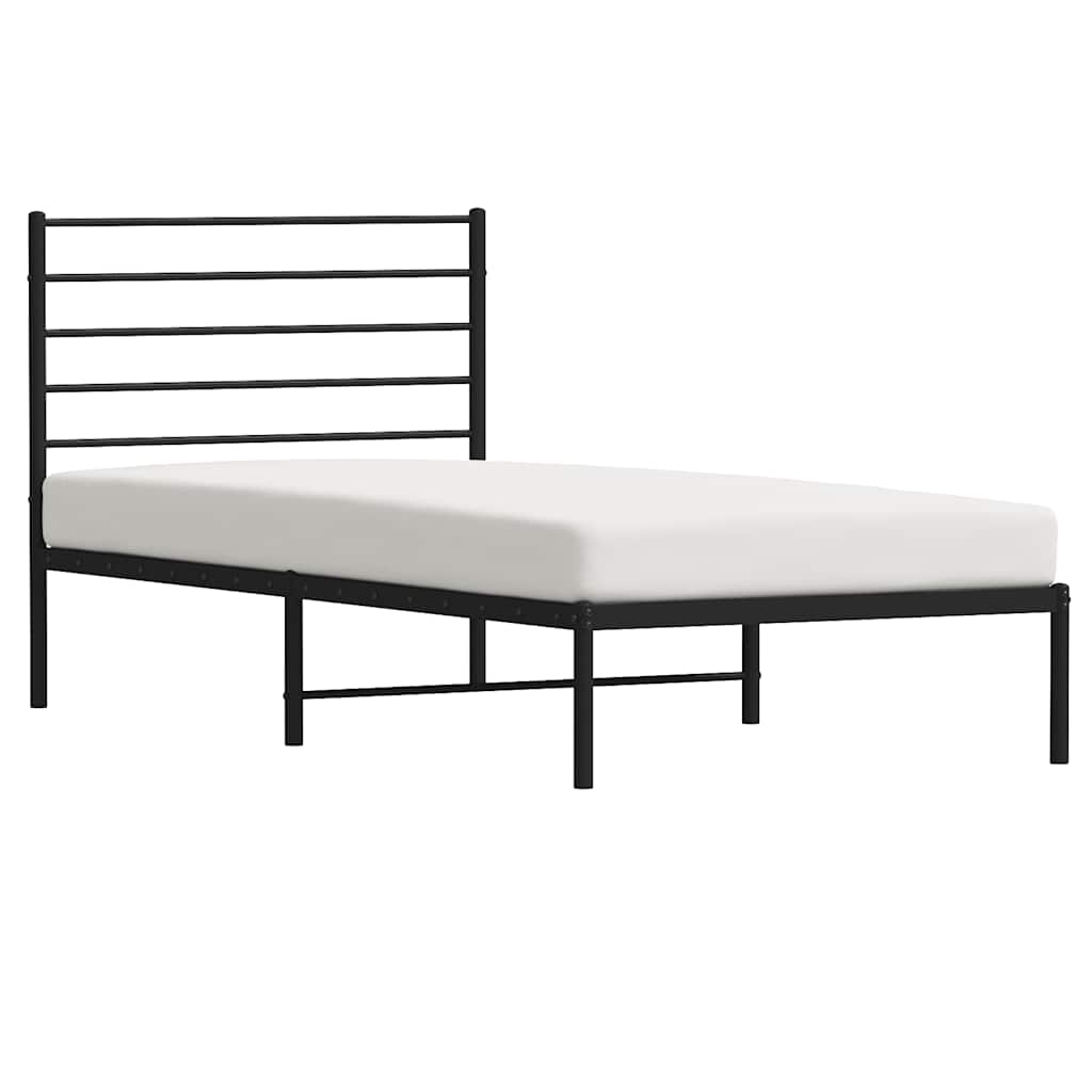Cadre de lit métal sans matelas avec tête de lit noir 100x200cm - XIOS