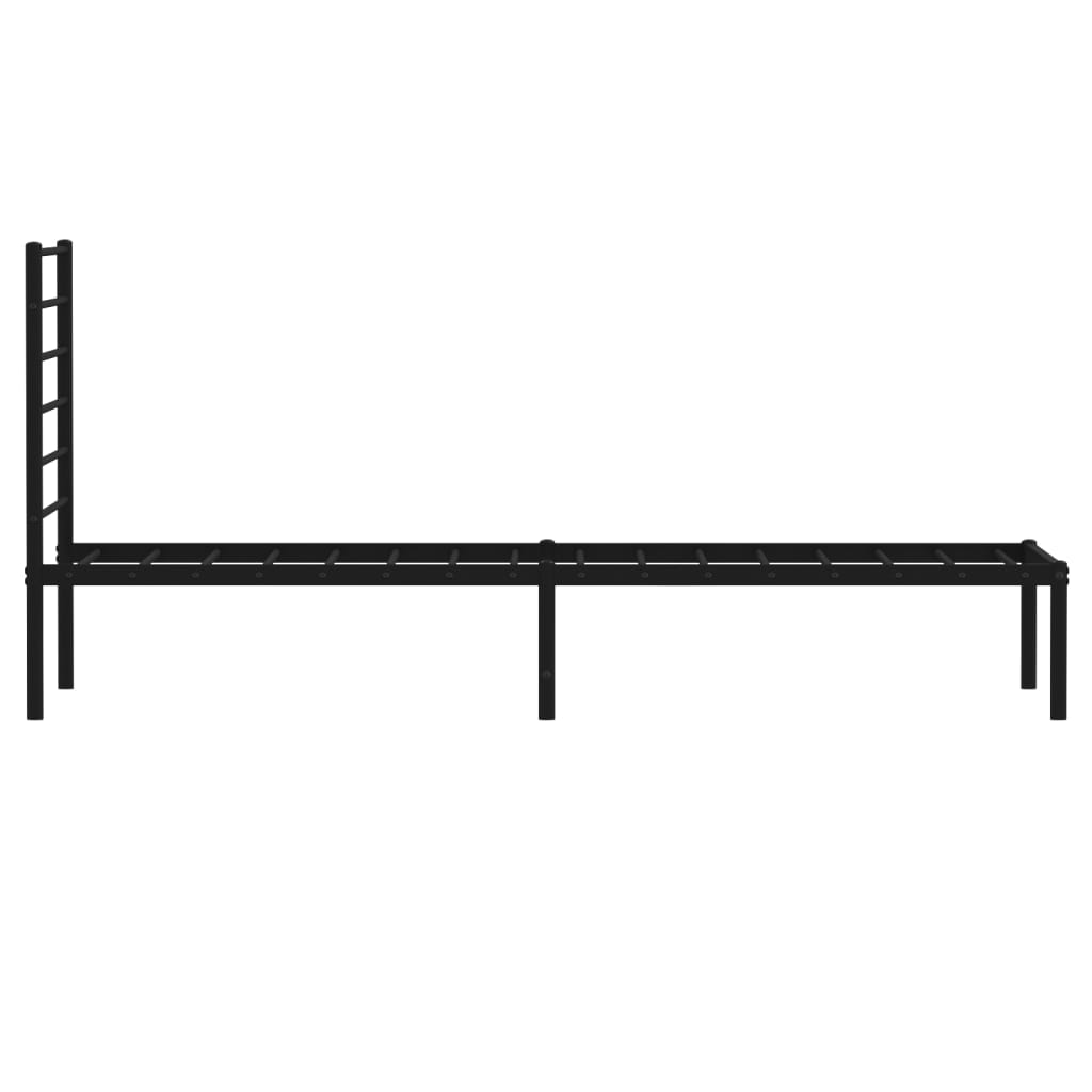 Cadre de lit métal sans matelas avec tête de lit noir 107x203cm - XIOS