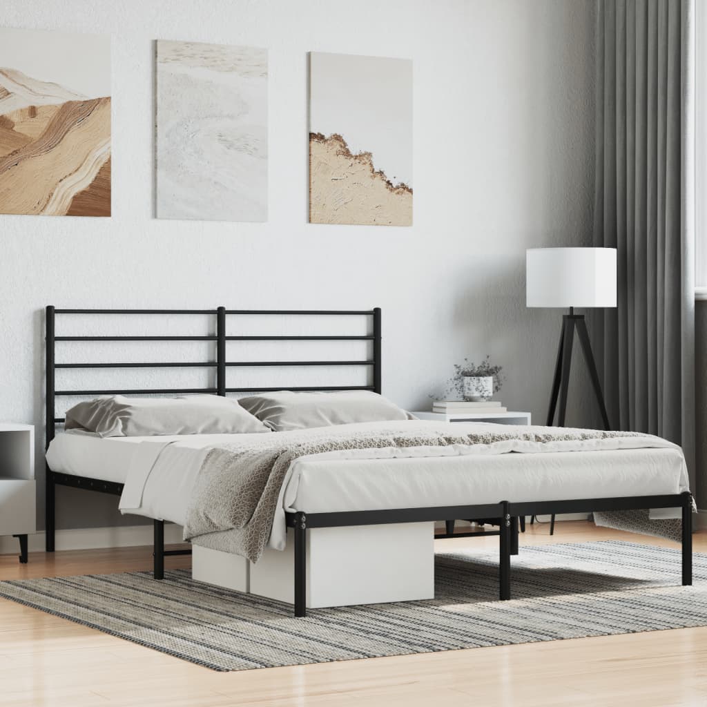 Cadre de lit métal sans matelas avec tête de lit noir 120x200cm - XIOS