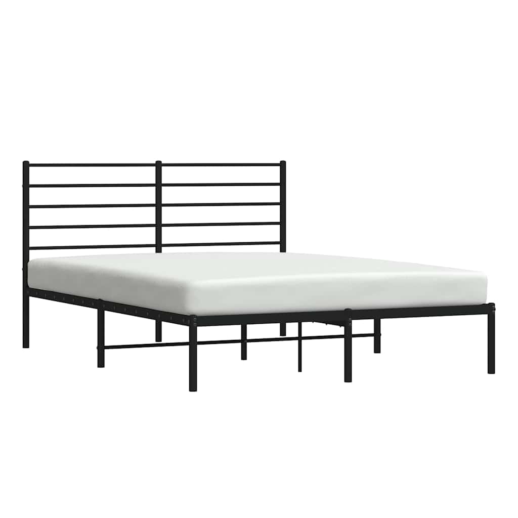 Cadre de lit métal sans matelas avec tête de lit noir 140x190cm - XIOS