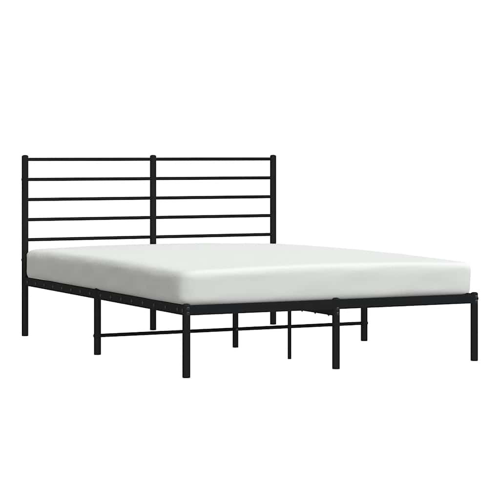 Cadre de lit métal sans matelas avec tête de lit noir 140x200cm - XIOS
