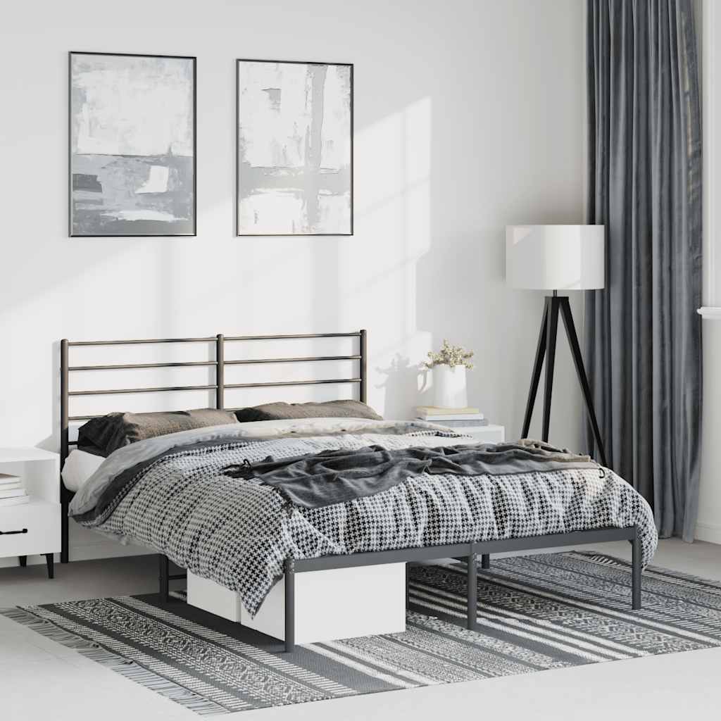 Cadre de lit métal sans matelas avec tête de lit noir 150x200cm - XIOS