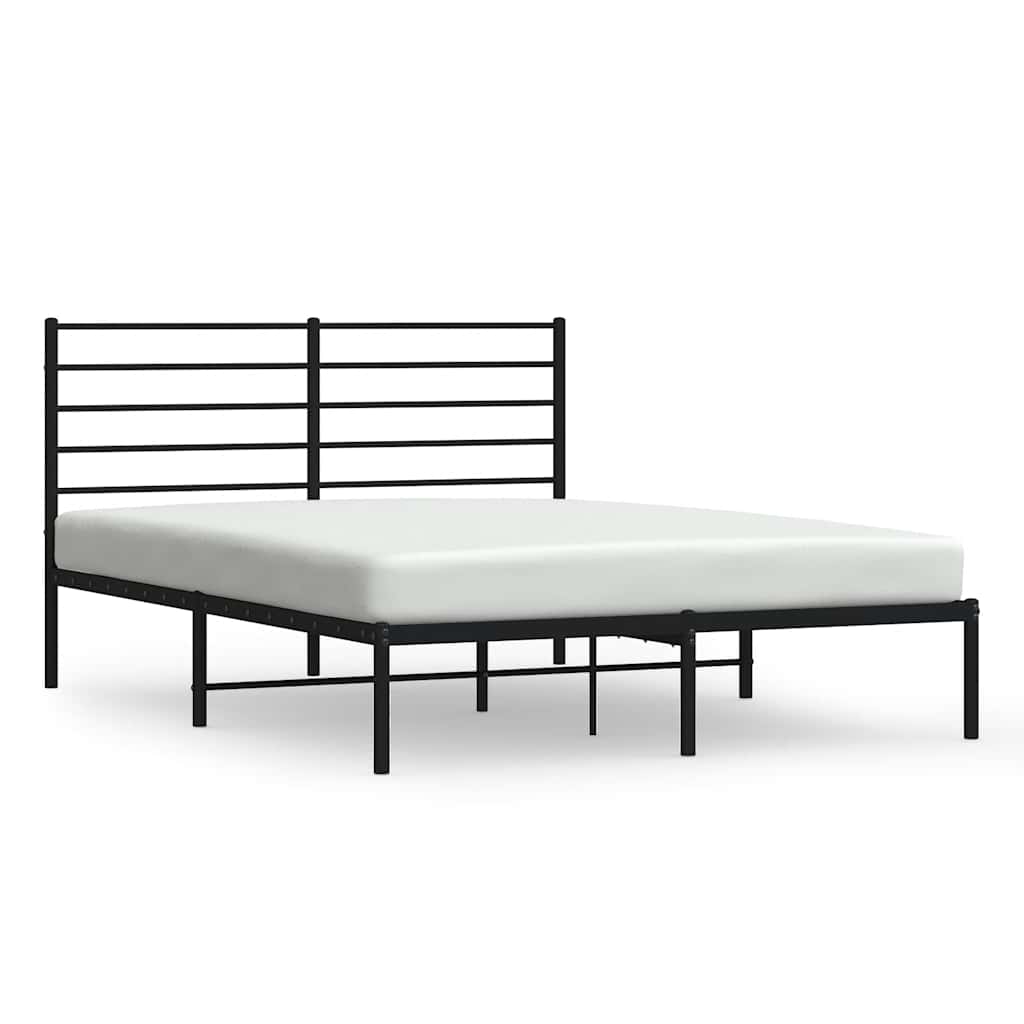 Cadre de lit métal sans matelas et tête de lit noir 160x200 cm - XIOS