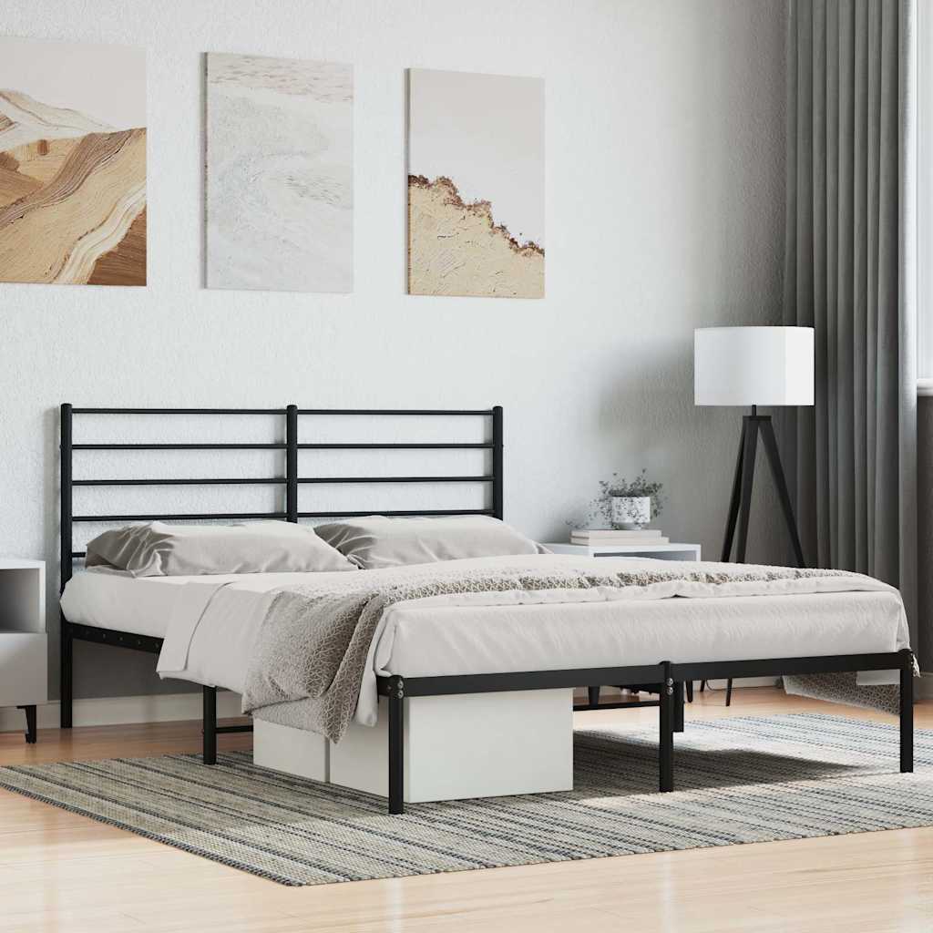Cadre de lit métal sans matelas et tête de lit noir 160x200 cm - XIOS
