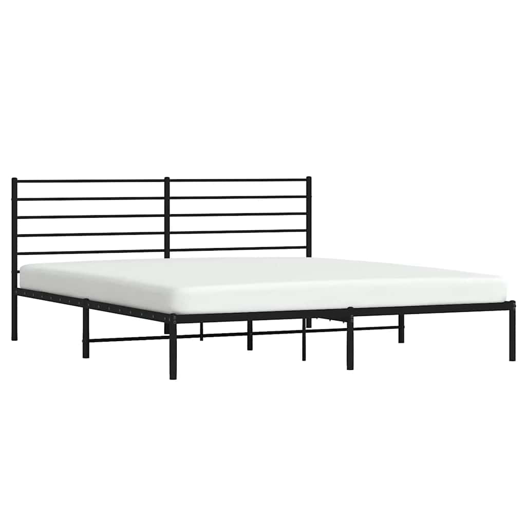 Cadre de lit métal sans matelas et tête de lit noir 180x200 cm - XIOS