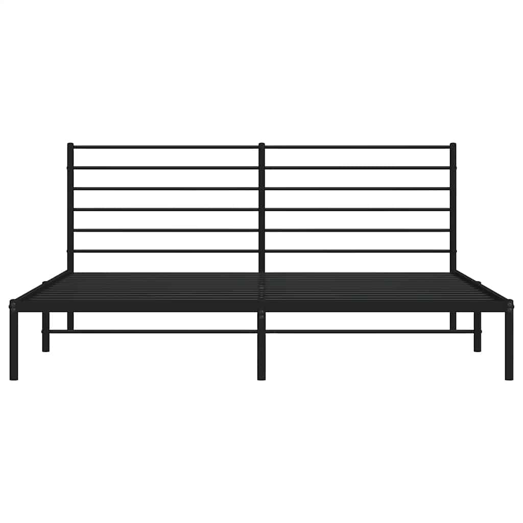 Cadre de lit métal sans matelas et tête de lit noir 180x200 cm - XIOS