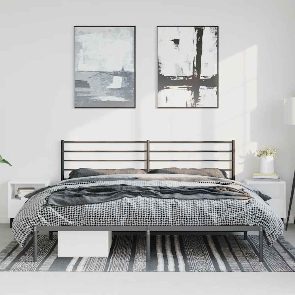 Cadre de lit métal sans matelas avec tête de lit noir 183x213cm - XIOS