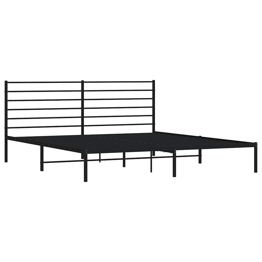 Cadre de lit métal sans matelas avec tête de lit noir 193x203cm - XIOS