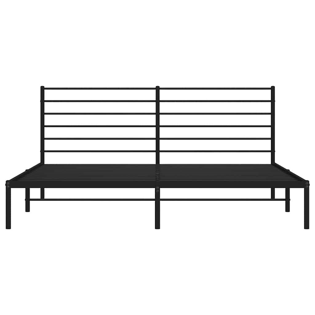 Cadre de lit métal sans matelas avec tête de lit noir 193x203cm - XIOS
