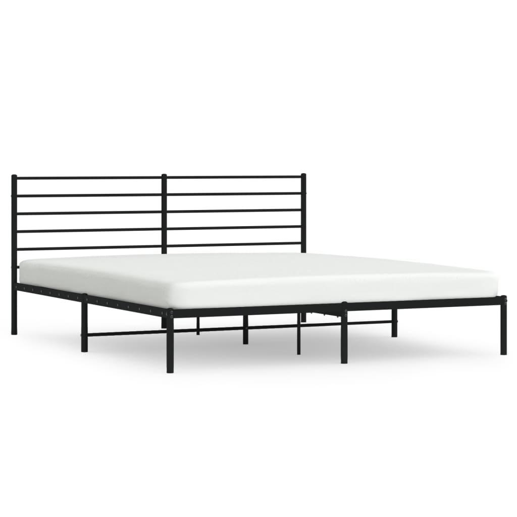 Cadre de lit métal sans matelas avec tête de lit noir 200x200cm - XIOS