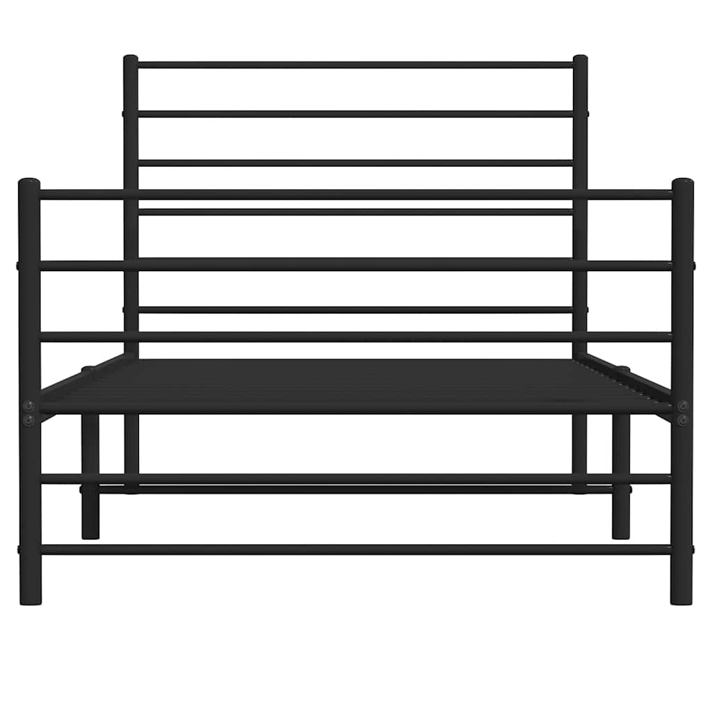 Cadre de lit métal sans matelas avec pied de lit noir 75x190 cm - XIOS