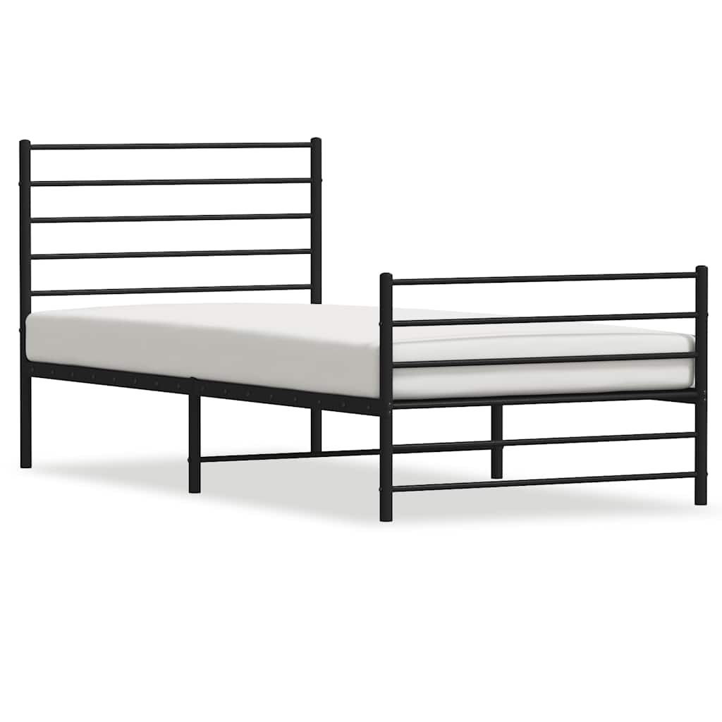 Cadre de lit métal sans matelas avec pied de lit noir 90x200 cm - XIOS