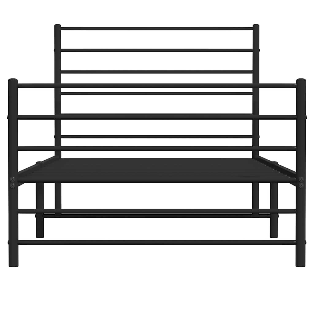 Cadre de lit métal sans matelas et pied de lit noir 100x200 cm - XIOS