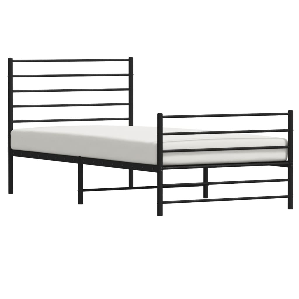 Cadre de lit métal sans matelas avec pied de lit noir 107x203cm - XIOS