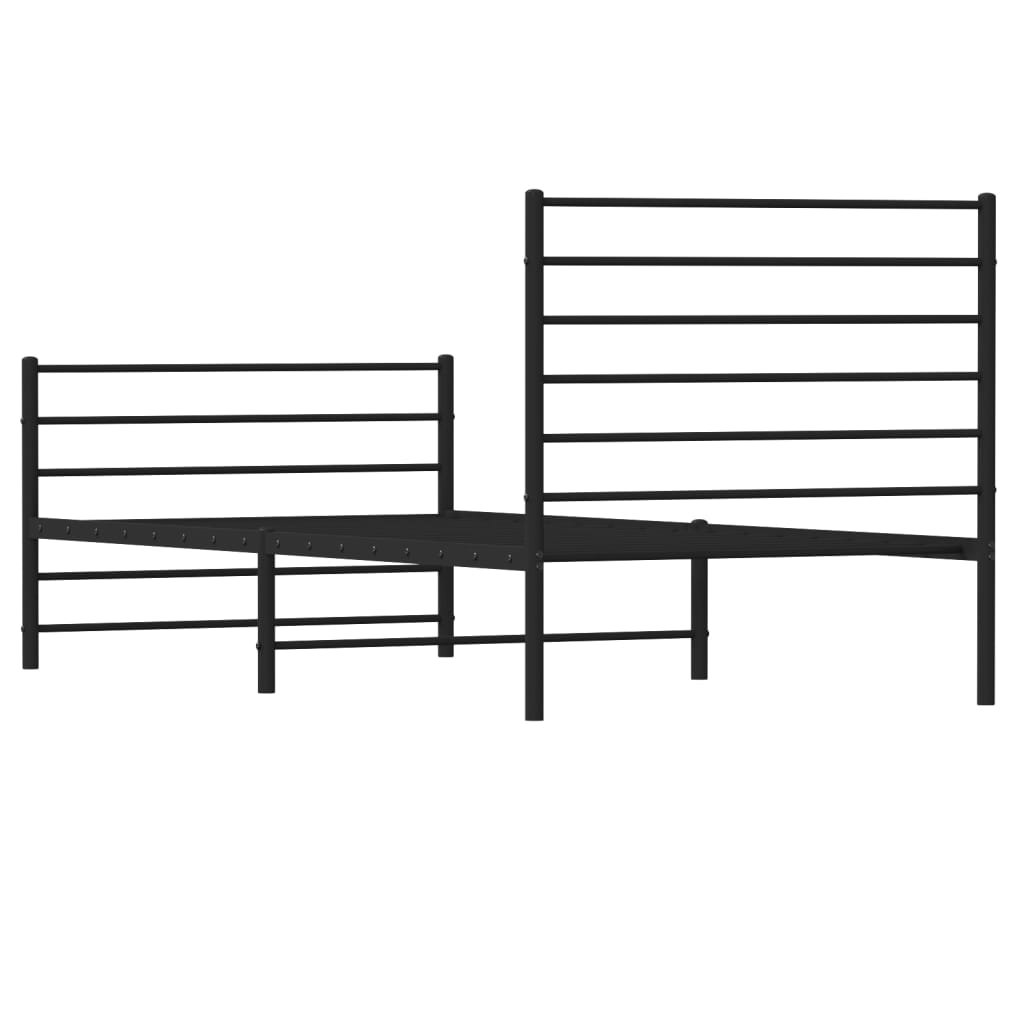 Cadre de lit métal sans matelas avec pied de lit noir 107x203cm - XIOS