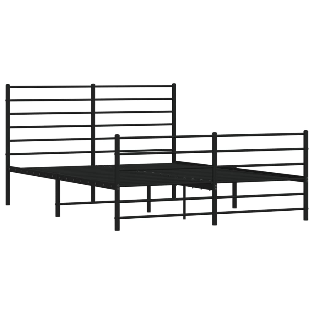 Cadre de lit métal sans matelas avec pied de lit noir 120x200cm - XIOS
