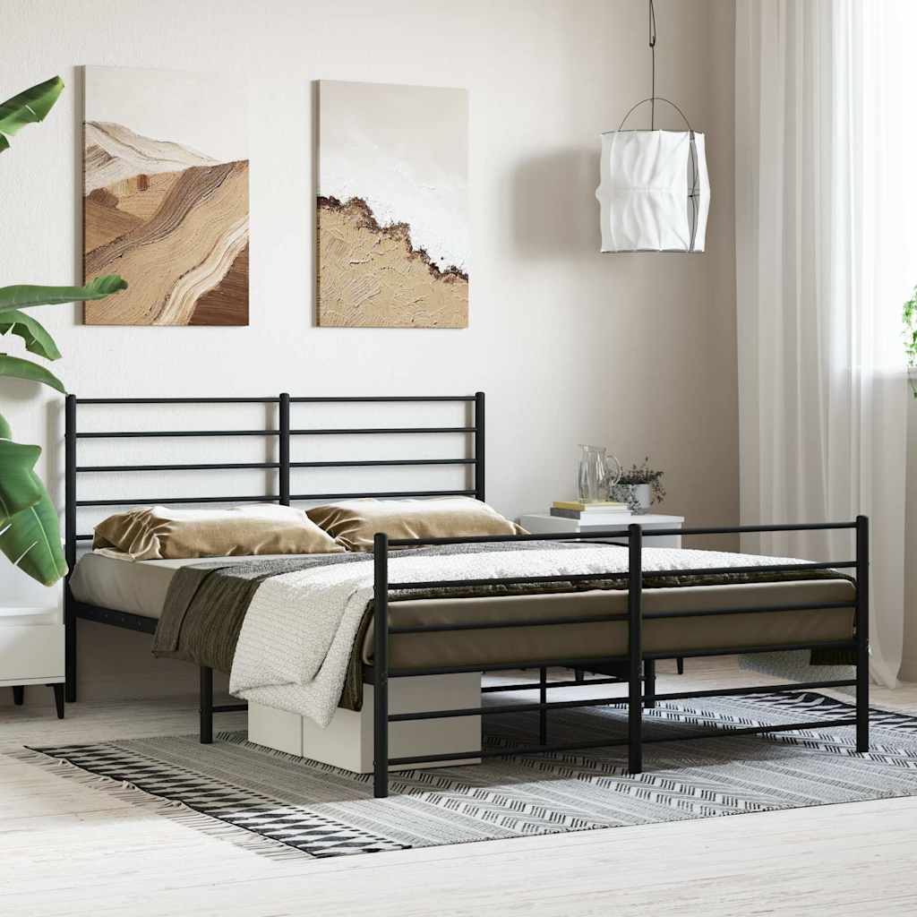 Cadre de lit métal sans matelas avec pied de lit noir 120x200cm - XIOS