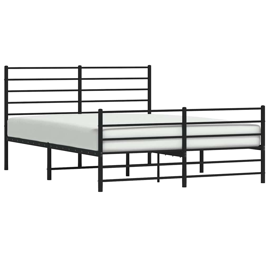 Cadre de lit métal sans matelas avec pied de lit noir 120x200cm - XIOS