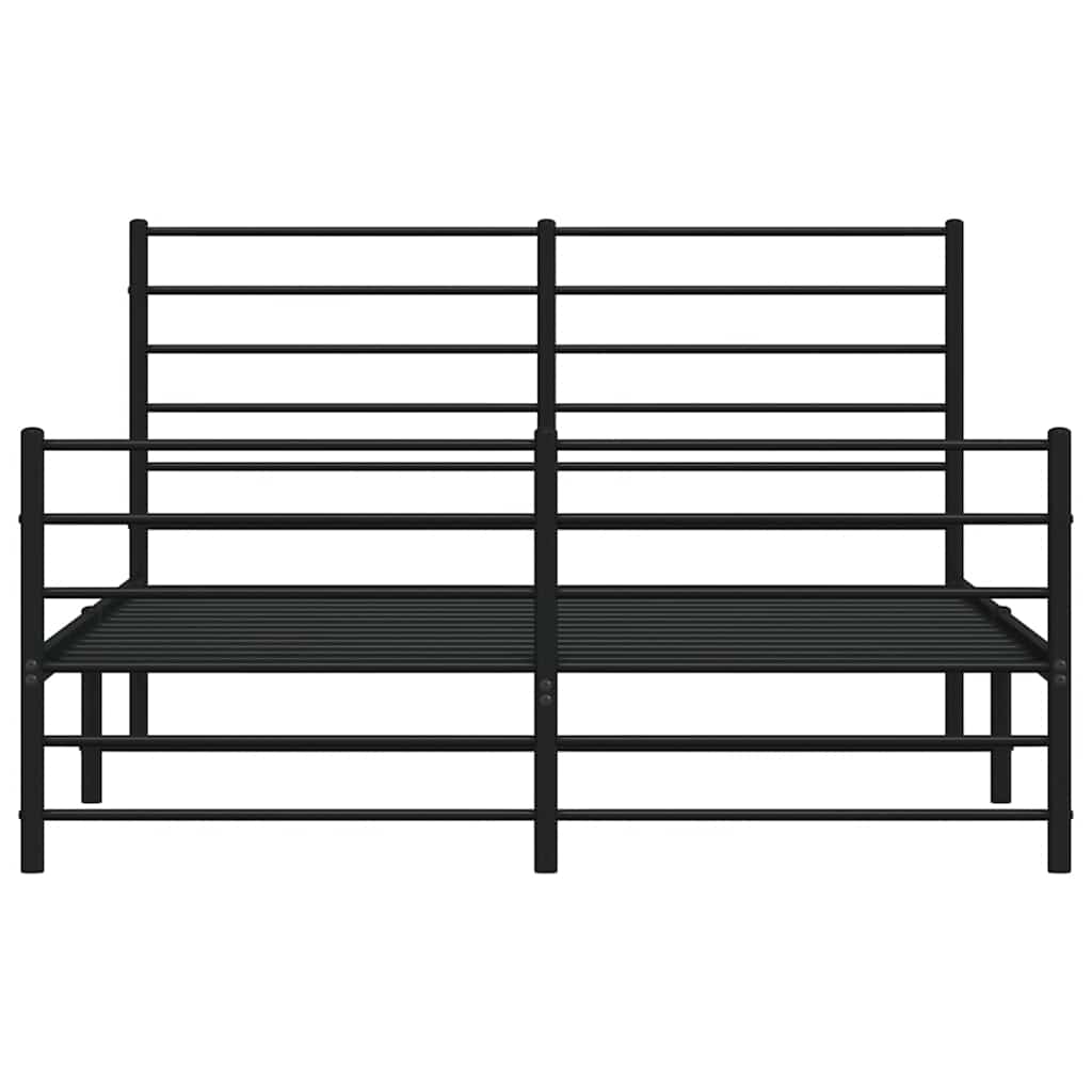 Cadre de lit métal sans matelas avec pied de lit noir 120x200cm - XIOS
