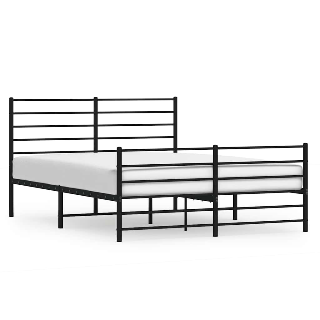 Cadre de lit métal sans matelas avec pied de lit noir 135x190cm - XIOS