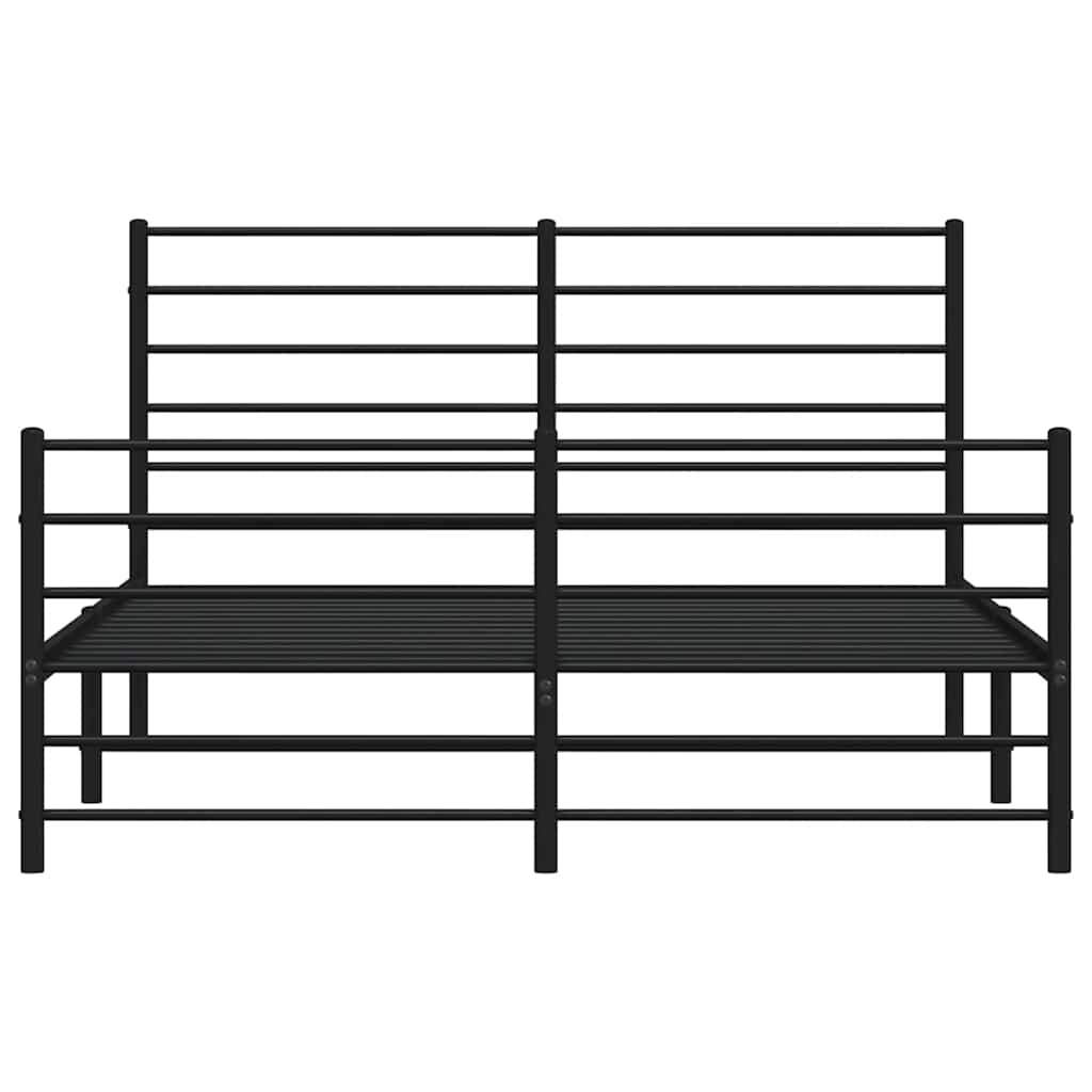 Cadre de lit métal sans matelas avec pied de lit noir 135x190cm - XIOS